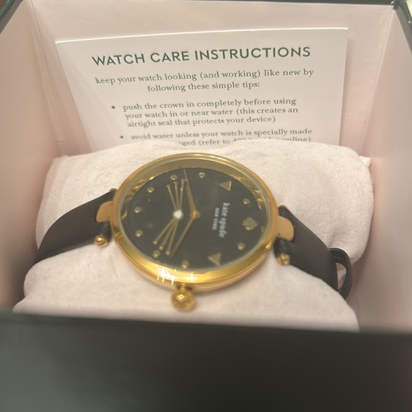 Kate Spade Gold and Black Leather Strap Watch(plastic still on the face) - Picture 7 of 7